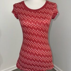 Self Esteem Pink Polka Dot Fitted T Shirt Medium‎ Cotton Scoop Neck Y2K